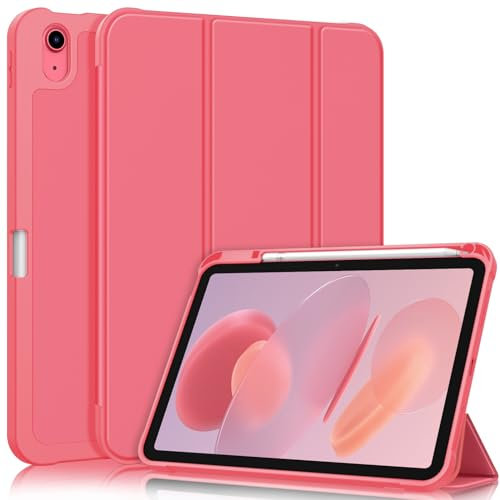 Fintie Hülle für iPad 11. Generation 2025 11 Zoll, iPad 10. Generation 2022 10.9 Zoll - Soft TPU Rückseite Abdeckung Schutzhülle mit eingebautem Pencil Halter, Auto Sleep/Wake, Pink