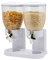 Livhome Double Cereal Dispenser Dry Food Classic Plastic Canister Control Storage Container Machine for Home & Kitchen, Great for Cornflakes, Candy, Nuts, Beans, Granola (White)