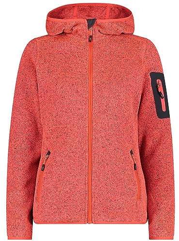 CMP - Damenjacke mit fester Kapuze, Mohnrot Fluo-Anthrazit, XS