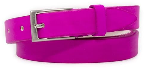 Cintura fucsia sottile da donna in pelle cinta con fibbia slim senza cuciture da ragazza per jeans pantaloni abiti di moda tendenza fashion artigianale 2,5 cm Vera Pelle Fuxia primavera estate 2025