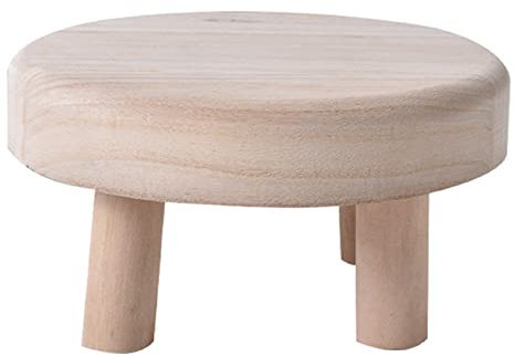 EdirFtra Hölzerner Kleiner Schemel-Pflanzen-Stand, Innenpflanzen-Stand, Durchmesser 20cm runder Pflanzer-Gestell-Blumentopf-Halter, natürlicher hölzerner Korn-Pflanzen-Halter für Innenpatio-Garten