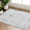 TOPICK Door mat Washable 60x90cm Grey Entryway Doormat Indoor Boho Floral Print Small Rug Thin Lightweight Non Slip Carpet for Kitchen Bathroom