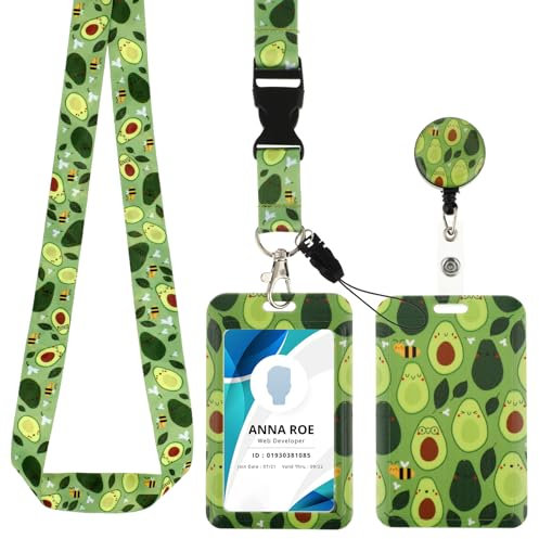 Amabro Ausweishalter mit band, einziehbarer Ausweis Rollenclip mit verstellbaren Lanyards Strapazierfähiges Halsband für Krankenschwester Studenten