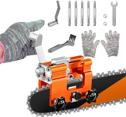 BOCCALUPO Chainsaw Sharpener - Chain Saw Sharpener Tool Portable Hand Crank with 5 rods,Chainsaw sharpeners Jig Kit,Suitable for All Chain and Electric Saws 8-22 Chainsaw Blades,Gifts for Men 2024