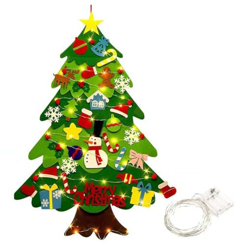 CRGANGZY Montessori 3D DIY Weihnachtsbaum mit Ornamenten Montessori Kinder Weihnachtsbaum Abnehmbares Festival Thema Weihnachten Tür Wandbehang Dekor