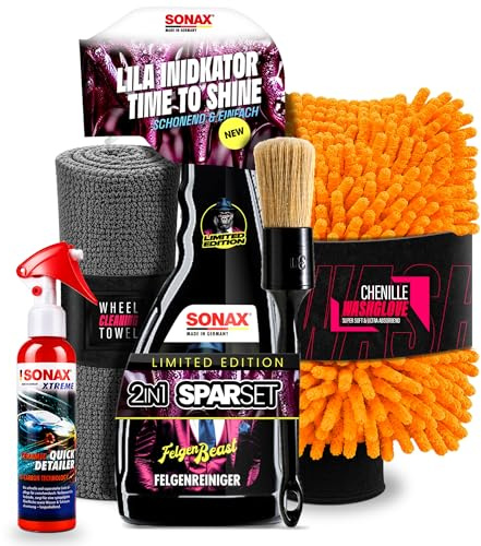Felgenrengörings- och försegelningssats | Sonax Felgenbeast Felgenreiniger 500 ml Specialutgåva + Sonax Xtreme Ceramic Quick Detailer 140 ml + Felgenborste + Tvätthandduk