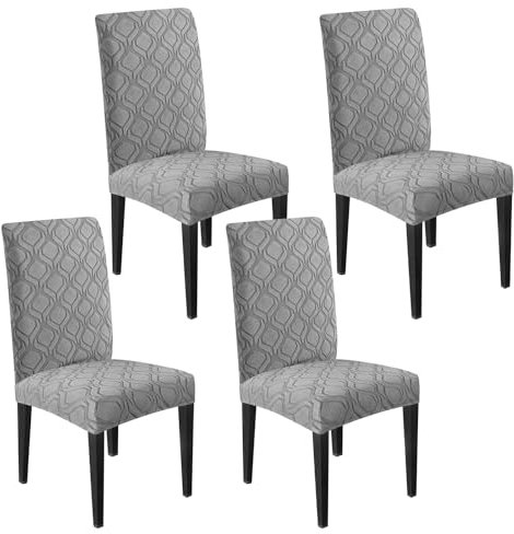 Fililogor Stuhlhussen 4er-Set, Elastischer Stretch-Stuhlbezug, Abnehmbarer Waschbarer Esszimmerstuhl Schutz für Küche, Restaurant, Bankett, Hochzeit (Hellgrau)