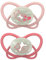 nip - Butterfly Night | 5-18 Monate | 2er Pack | Stillfreundlicher, zahnfreundlicher Babyschnuller mit Leuchtknopf inkl. Schnullerbox. Nachhaltiger Schnuller mit weichem Silikonsauger, Rosa/Rot