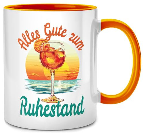 Seness Rente 2024 Alles Gute zum Ruhestand, Aperol Tasse mit Spruch, lustiges Rentner Geschenk für Mann Frau, Rentnerin Geschenkideen, Abschiedsgeschenk Kollegen Renteneintritt Einsteiger (Orange)