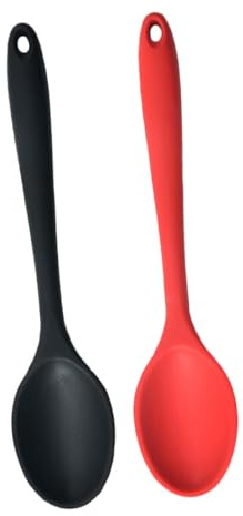 NAMOARLY Silikon Kochlöffel mit Ergonomischem Griff Zufällige Farbe 2 Stück Antihaft Küchenutensilien zum Kochen und Servieren in Küche