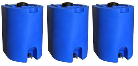 WaterPrepared 3 Pack Water Tank, Rain Barrel Storage, Stackable Drum, 55 Gallon
