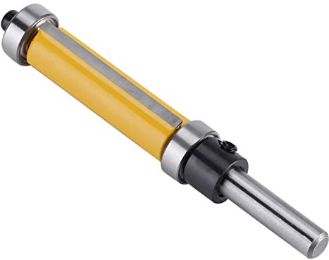 1 4inch Shank 1 2inch Flush Trim Router Bit with Top and Bottom Bearing,Cemented Carbide Yellow Heat Resistant Coating for Woodworking