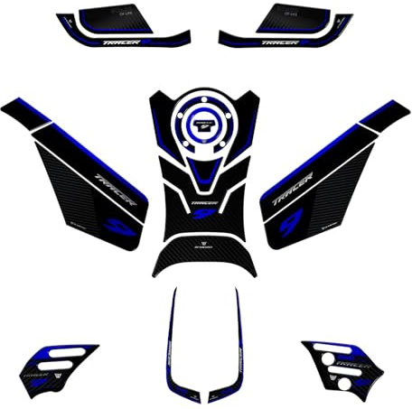 Resin Bike Kit Aufkleber Motorrad Kompatibel Mit Yamaha Tracer 9-9GT 2021-2024 Blu. Schutz Tank-Schutzfolie vor Stößen und Kratzern. Kit Aufklebersatz 3D-Harzklebstoff - Stickers Made in Italy