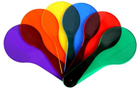 Wedhapy 6 PCS Kunststoff Farbtafel Baby Lernspielzeug Kunststoff transparent Schlägerform Farbe kognitive Tafel Farbe Aufklärungsspielzeug Kombination Wissenschaft Spielzeug