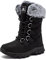 HOBIBEAR Schneestiefel für Frauen Wasserdichte Wanderstiefel für Damen Winterstiefel Warm（EU 37,Ganz schwarz