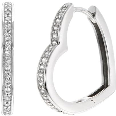 trendor Damen-Ohrringe 925 Silber Herz-Creolen Zirkonias 22 x 22 mm 68357