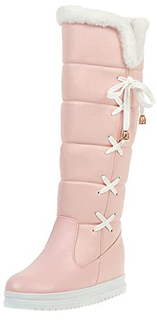 Winterstiefel Damen Wasserdicht GefüTtert - Overknees Stiefel PlüSch Warm Langschaft Modisch Winterschuhe Rutschfest Flache Stiefel Bequem Arbeiten Ski Outdoor Boots Flachestiefel