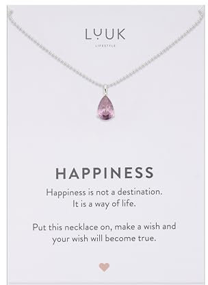 LUUK LIFESTYLE Collana in argento sterling delicata con pendente basico in cristallo solitario, pietra di zircone, idea regalo per donna, collana con pietra del mese, viola e argento