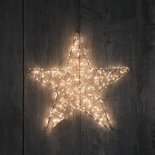 Lights4fun Micro LED Stern Stehend Beleuchtet 40cm Timer warmweiß Stern Outdoor Weihnachtsdeko Aussen