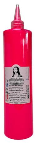 Tinte para tela de 500 ml. Pintura textil resistente al lavado. Color para camiseta para tejidos claros. Lavable a máquina, resistente al lavado. Pintura textil, color de tela (rosa neón)