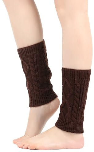 Damen Stulpen Gestrickt Beinwärmer Kurze Winter Warme Beinstulpen Legwärmer Strümpfe Knöchelwärmer Weich Tanzstulpen Ballettstulpen Stiefel Boot Abdeckung Weihnachtsstrumpf für (Coffee, One Size)