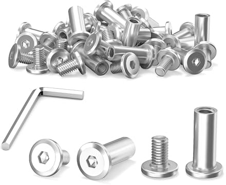 40 Sets Verbindungsschrauben M6 x 20 mm Möbelverbinder Schrankverbinder | Hülsenschrauben, Möbelschrauben mit Schlüssel, Edelstahl A2 Möbelverbinder und Schrankverbinder für Betten und Holzplatten