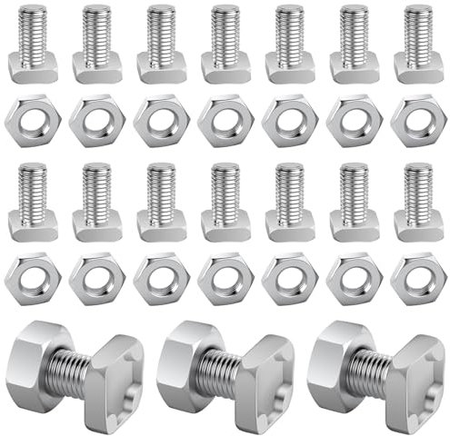 100Pack-Greenhouse Bolts and Nuts, Aluminium Square Head Bolts & Hex Nuts, Repair Kit Parts for Greenhouse and Garden Fixing