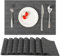 Myir JUN Tischsets Abwaschbar 8erSet,Gewebte Platzdeckchen rutschfest Abgrifffeste Hitzebeständig,Vinyl Platzsets Abwaschbar für küche Speisetisch Hotel,Platz-Matten 30x43.5cm (Grau Schwarz)