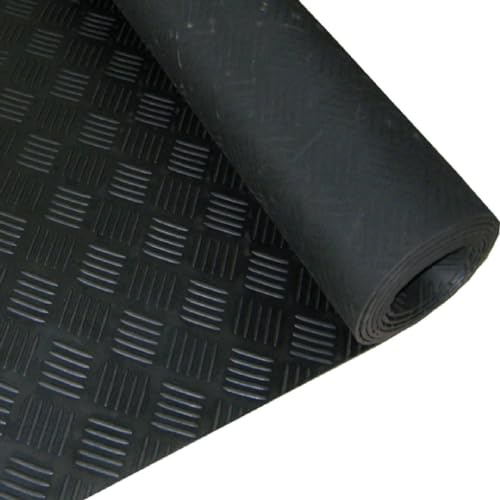 Shield Autocare 2.5m x 1.3m Rubber Matting Roll | 5 Bar Rubber Flooring Mat for Garage Floor, Van, Gym, Shed | Black 3mm Thick Outdoor Indoor Anti Slip Waterproof Sheet