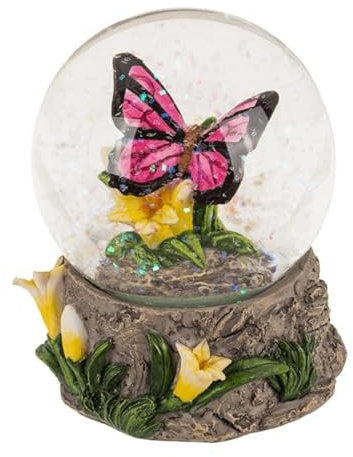 Schneekugel Schmetterling 1 Stück/Farbe wählbar, 8,5 cm hoch, 6x5 cm Durchmesser Gastgeschenk Glitterkugel (pink)