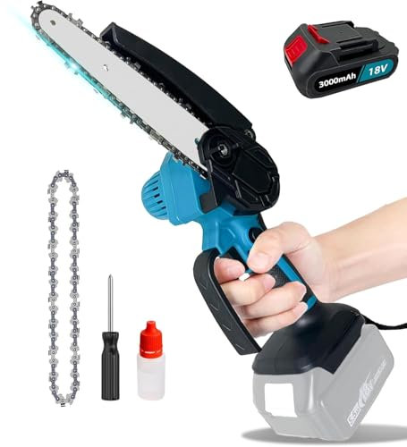 Mini Chainsaw Cordless 6 Inch with 3.0Ah Battery, Small Handheld Chainsaw Battery Powered, Mini Electric Chain Saw Portable with Guide for Tree Branches Trimming Wood Cutting