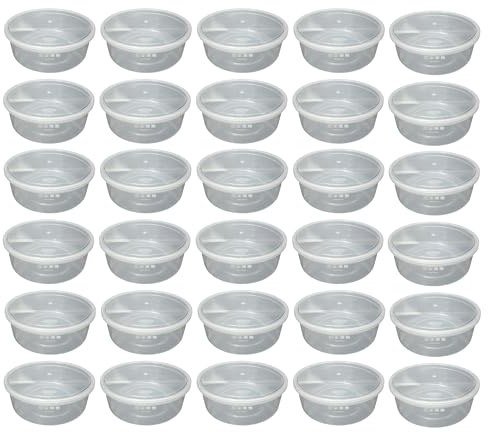 TENLITE 30 Pcs Round Airtight Storage Containers | BPA-Free Plastic Boxes For Meal Prep, Bento Cakes, Snacks, Takeaway & 3D Printer Filament - Stackable, Microwave & Freezer Safe - (2500ml (2.5Litre))