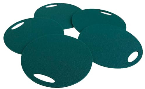 Set 5 x Schaumstoff Sitzkissen Dunkelgrün wasserdicht Sitzunterlage 350mm x 8mm Round Seat mit Griff für Outdoor Camping Konzerte Waldbühnen Kindergärten wasserdicht schmutzabweisend