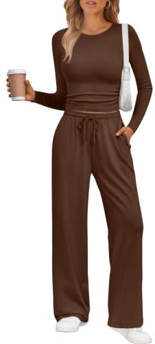 LILLUSORY 2-teiliges Lounge-Set für Damen, Herbst-Outfits 2025, zweiteilige Reise-Sweatanzüge, Business, Freizeit, Modekleidung