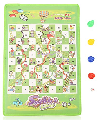 Phefop Schlangen und Leiternspiel, 14,57 X 9,84 Zoll, Vlies, Klassisches Familienbrettspiel, Tragbares Schlangenschach für, Erwachsene ab 5 Jahren, Familienklassenzimmer, Heimschule