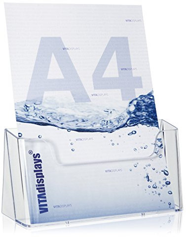 Tisch-Prospektständer Flyerständer/Prospekthalter von VITAdisplays® (Transparent, DIN A4)