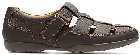 Clarks Men's Recline Open Sandals - Brown Braun/Mahogany Leather, 8.5 UK