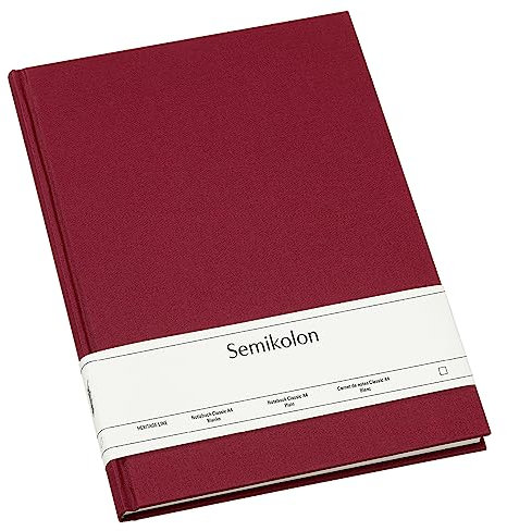Semikolon 351234 Notizbuch Classic A4 blanko - 176 Seiten, cremeweißes Papier - Lesezeichen - burgundy dunkel-rot