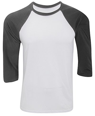Canvas Mens 3/4 Sleeve Baseball T-Shirt (S) (White/Dark Grey)