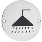 Stainless Steel Toilet and Bathroom Door Facility Signs 76mm Shower Symbol Polished Stainless Steel