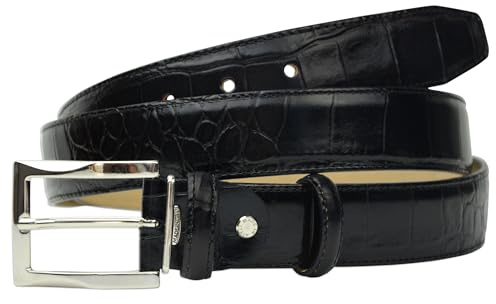 PASQUALE CUTARELLI Italienischer Ledergürtel mit Krokodilmuster | Echtes italienisches Leder Raffinierte Krokodilprägung 35 mm / 1.38in Kleiderbreite. Handgefertigt in Italien. In