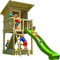 Blue Rabbit Spielturm Beach Hut mit Rutsche + Rampe mit Seil Kletterturm Holzturm Stelzenhaus mit Wasserrutsche, Fernrohr und Kletterrampe mit Seil (Podesthöhe 1,20 m, Grün)