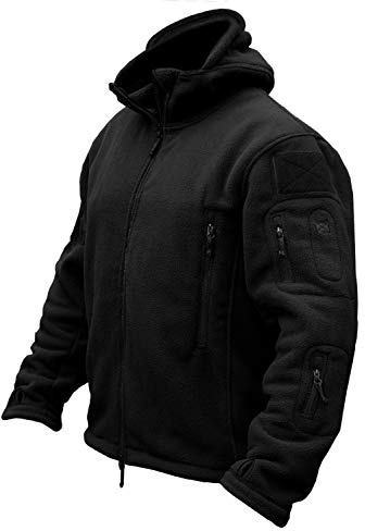 CRYSULLY Men's Fall Winter Coat Safari Jacket Fleece Hiking Travelling Fatigue Outdoors Snow Jacket Coat Black