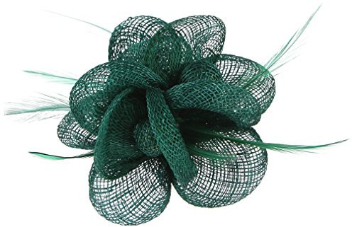 GEMVIE Bibi Mariage Femme Petit Chapeau Pince à Cheveux Fleur Broche Vert