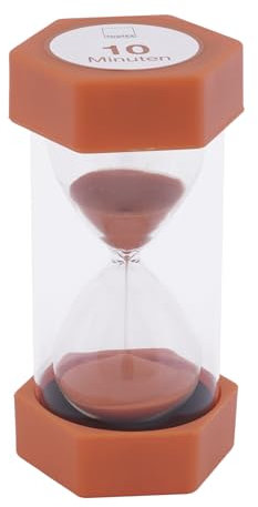 TimeTEX - Mega-Sanduhr | 10 Minuten Timer zur Visualisierung der Zeit für Aufgaben im Klassenraum oder Zuhause | 6-eckig, 16 cm hoch, 7 cm ø | Farbe: orange