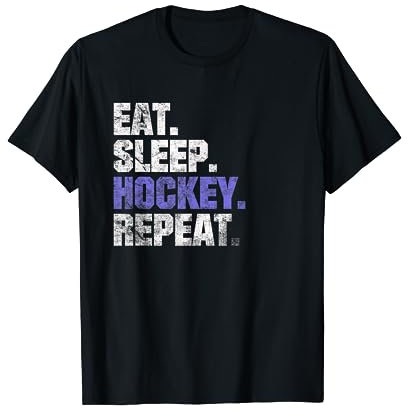 Eat Sleep Hockey Repeat Icehockey Feldhockey Coach Puck T-Shirt