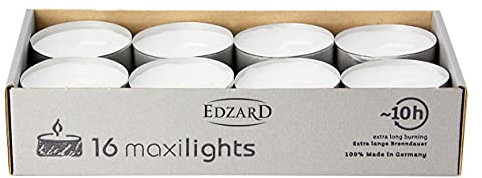 EDZARD 16 Maxi Teelichter ø 58 mm, weiß, ohne Duft, Aluminiumhülle