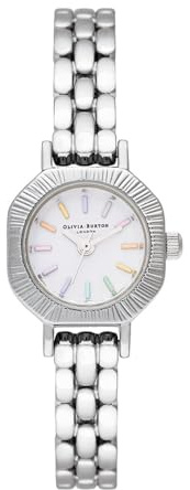 Olivia Burton Analog Quarzuhr für Damen Kollektion Rainbow mit Silbernes Edelstahlarmband - OB16CC52