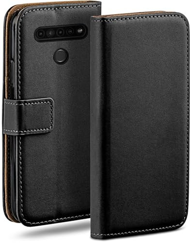 moex Book Case für LG K41S Handyhülle mit Kartenfach, Hülle klappbar 360 Grad Schutzhülle, Klapphülle Flip Case Cover, PU Leder Handytasche Lederhülle, Schwarz