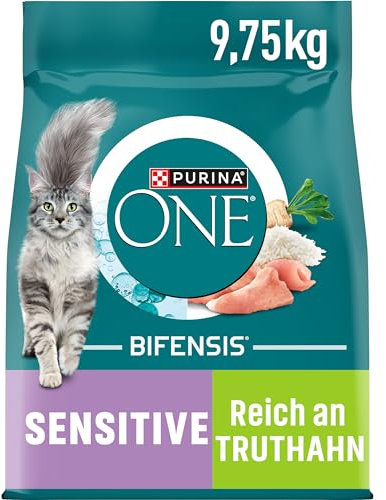 PURINA ONE BIFENSIS Sensitive Katzenfutter trocken, reich an Truthahn, 1er Pack (1 x 9,75kg)